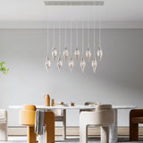 Shinny Teardrops Rectangular Chandelier // Matte Nickel  | Finesse - Home Elegance USA