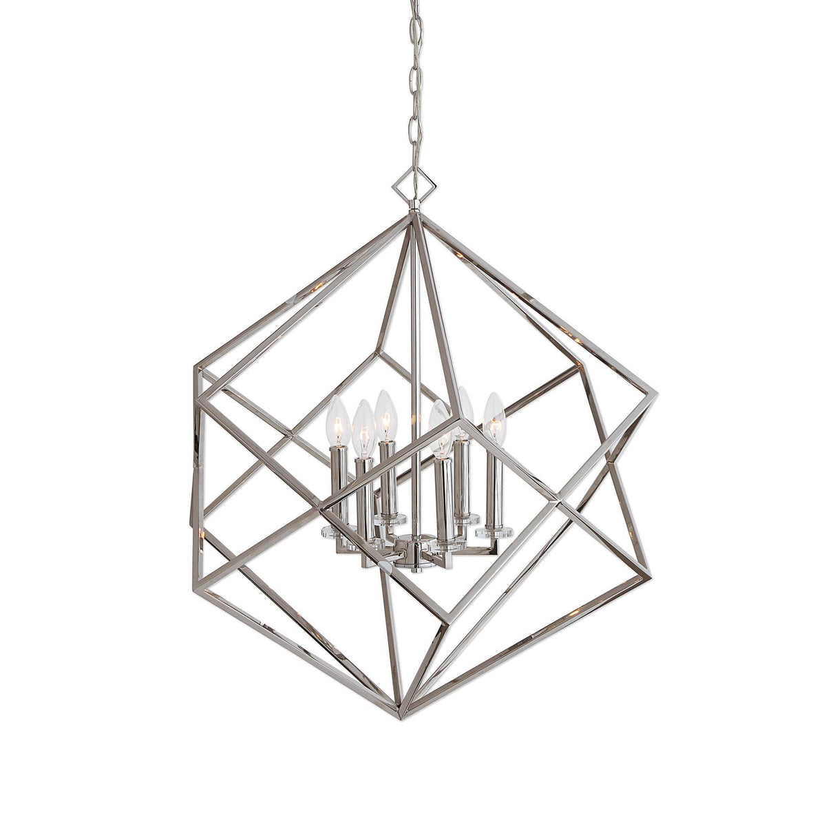 Euclid 6 Light Cube Pendant Nickel - Silver by Uttermost - View 1