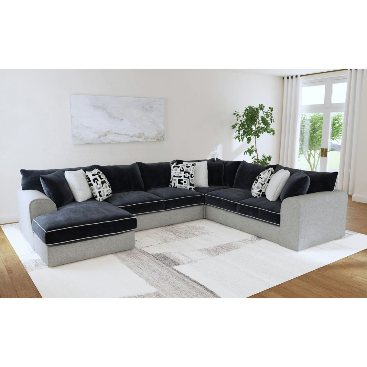 Klein 3PC Sectional Set in Bentley Ash/Zaftig Ebony