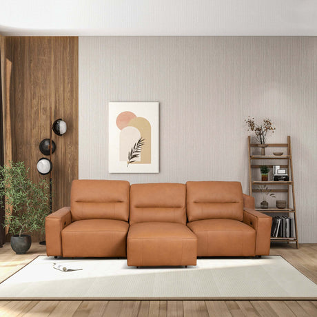 Grant Triple PWR Convertible Sofa - Cognac Leather - sold by Home Elegance USA