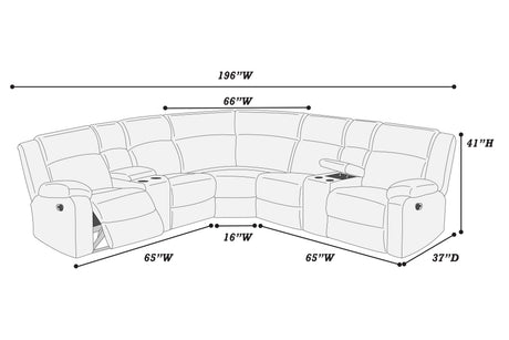 Sectional Sofa w Console Cup Holder 3pc Set Ash Color Luxurious Upholstered Fur Like Corduroy Living Room Couch Motion Reclining - sold by Home Elegance USA