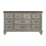 Nine Drawers Dresser Antique Gray and Brown Finish Bedroom Furniture 1pc