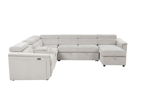 Harvey Modern Style power recliner Sleeper Sectional sofa made with wood in Beige (CA Warehouse inventory) - sold by Home Elegance USA