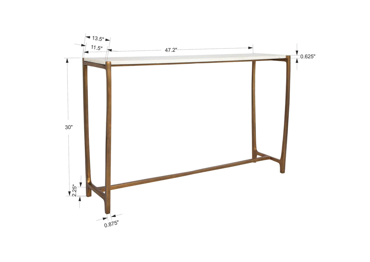 Affinity Marble Console Table - White / Gold by Uttermost - View 6