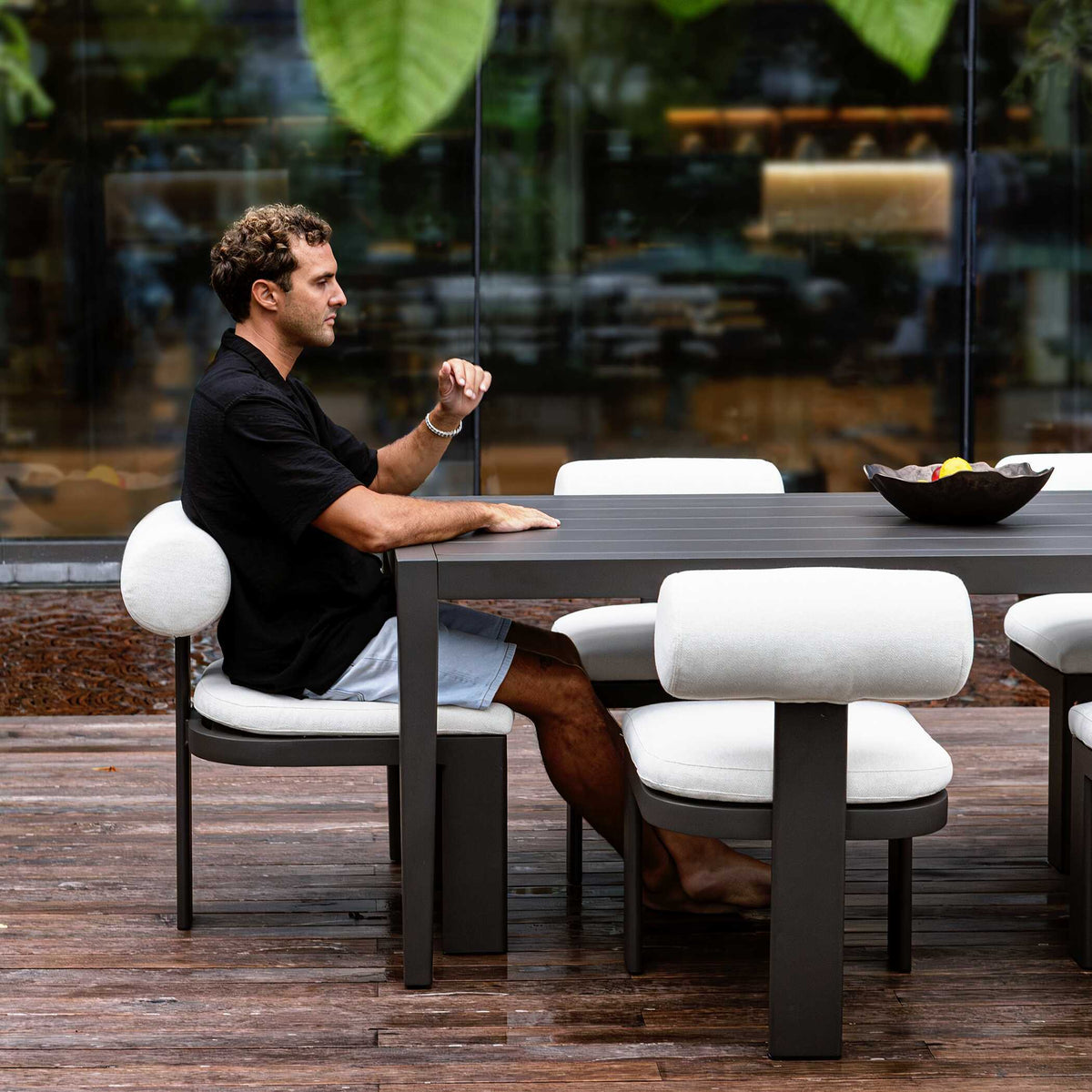 Bolster Back Outdoor Dining Chair - White / Black by Uttermost - View 12