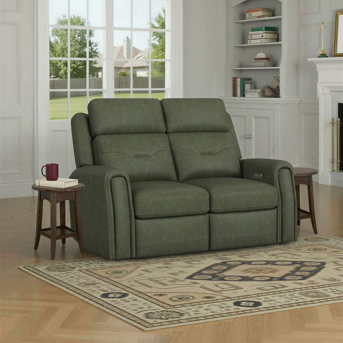 Felix Power Reclining Loveseat With Power Headrest, Lumbar, Heat & Massage - Forest Green | Flexsteel