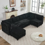 Corduroy Sectional Couch with Storage, U Shaped Sectional Sofa with Ottoman, Modular Sectional Couches for Living Room