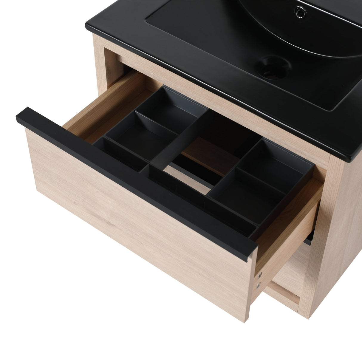 24" Bathroom Vanity, With Black Ceramic Sink And 2 Soft Close Drawers(BVA02524PLO - G - BL9060BK)W1286S00035 - W999S00079 - image - 13