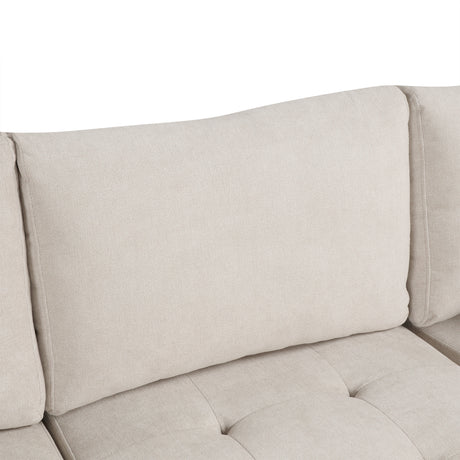 Oversized U-Shaped Sectional Sofa Couch with Pull-out Bed, Beige Chenille, 117.3' - sold by Home Elegance USA