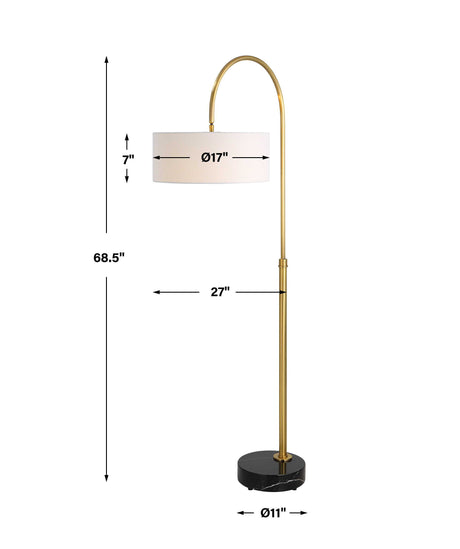 Huxford Brass Arch Floor Lamp - Yellow by Uttermost - View 8
