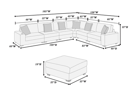 Contemporary Modern 7-PC Modular L-Sectional Sofa Set USB Cup Holder Black Corduroy Living Room Furniture Ottoman - sold by Home Elegance USA