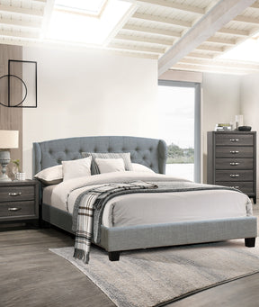 Modern Contemporary Style 1pc eastern King Size Bed Adjustable Button Tufted Headboard Gray Finish Bedroom Furniture