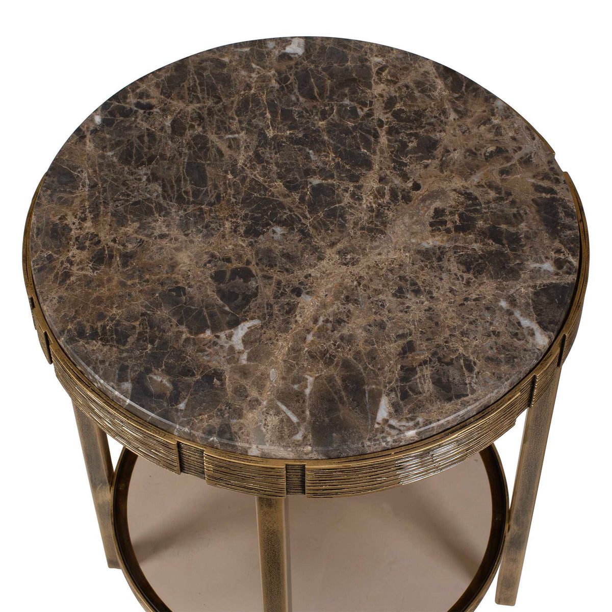Cusano Round Dark Marble Accent Table Brass / Brown - Gold / Dark Brown by Uttermost - View 7