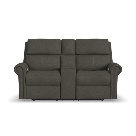 Bernard Power Leather Reclining Loveseat With Console, Power Headrests & Lumbar | Flexsteel