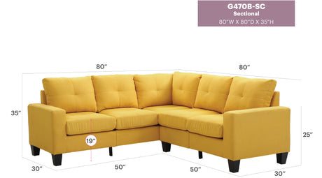 Glory Furniture - Newbury G470B-SC Sectional, YELLOW - sold by Home Elegance USA