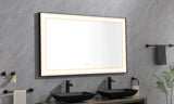 96in. W x36 in. H Framed LED Single Bathroom Vanity Mirror in Polished Crystal Bathroom Vanity LED Mirror with 3 Color Lights Mirror for Bathroom Wall - W1272122071 - image - 4