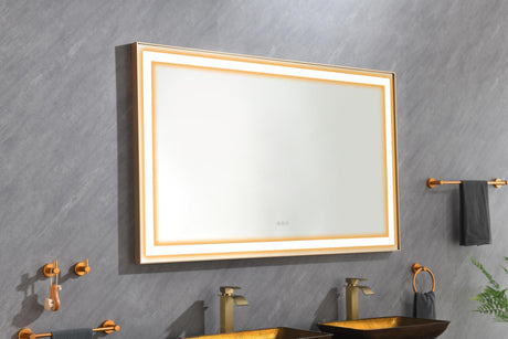 60*36 LED Lighted Bathroom Wall Mounted Mirror with High Lumen+Anti - Fog Separately Control - W1272119870 - image - 1