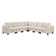 7-Piece Modular Sectional with Storage Seats, Side Pockets, Charging Ports Beige Corduroy Fabric Modern Living Room Sectional Couch Solid Wood Furniture - sold by Home Elegance USA