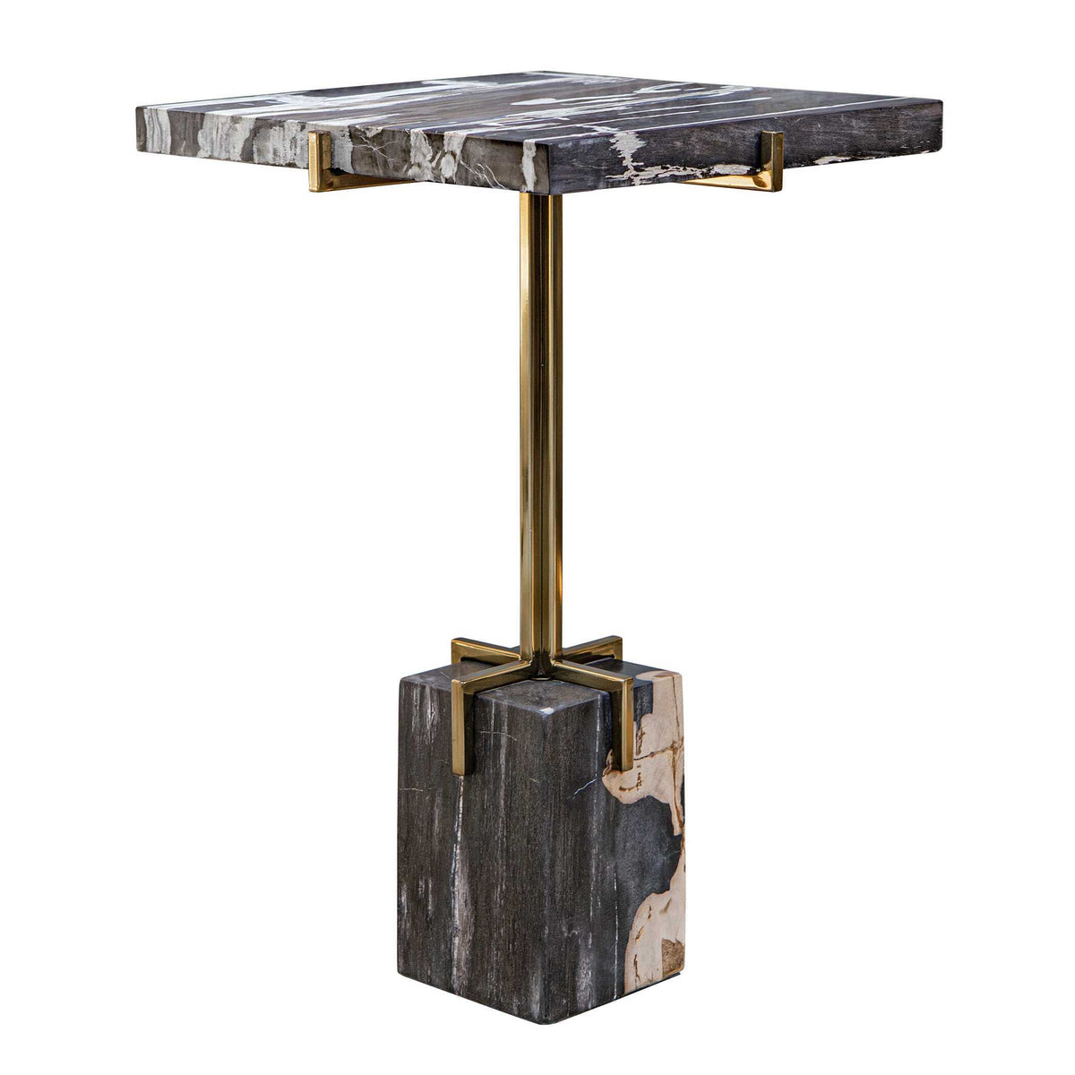 Rowman Petrified Wood Accent Table - Bronze / Dark Brown by Uttermost - View 4