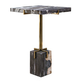 Rowman Petrified Wood Accent Table - Bronze / Dark Brown by Uttermost - View 4