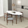 Ada Mid Century Modern Style Solid Wood White Top Oval Dining Table and 4 Side Chairs - sold by Home Elegance USA