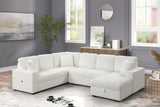 Grande Modern Style Sectional Sofa with USB-C, Sleeper Function & Storage Made with wood in Cream(CA INVENTORY)