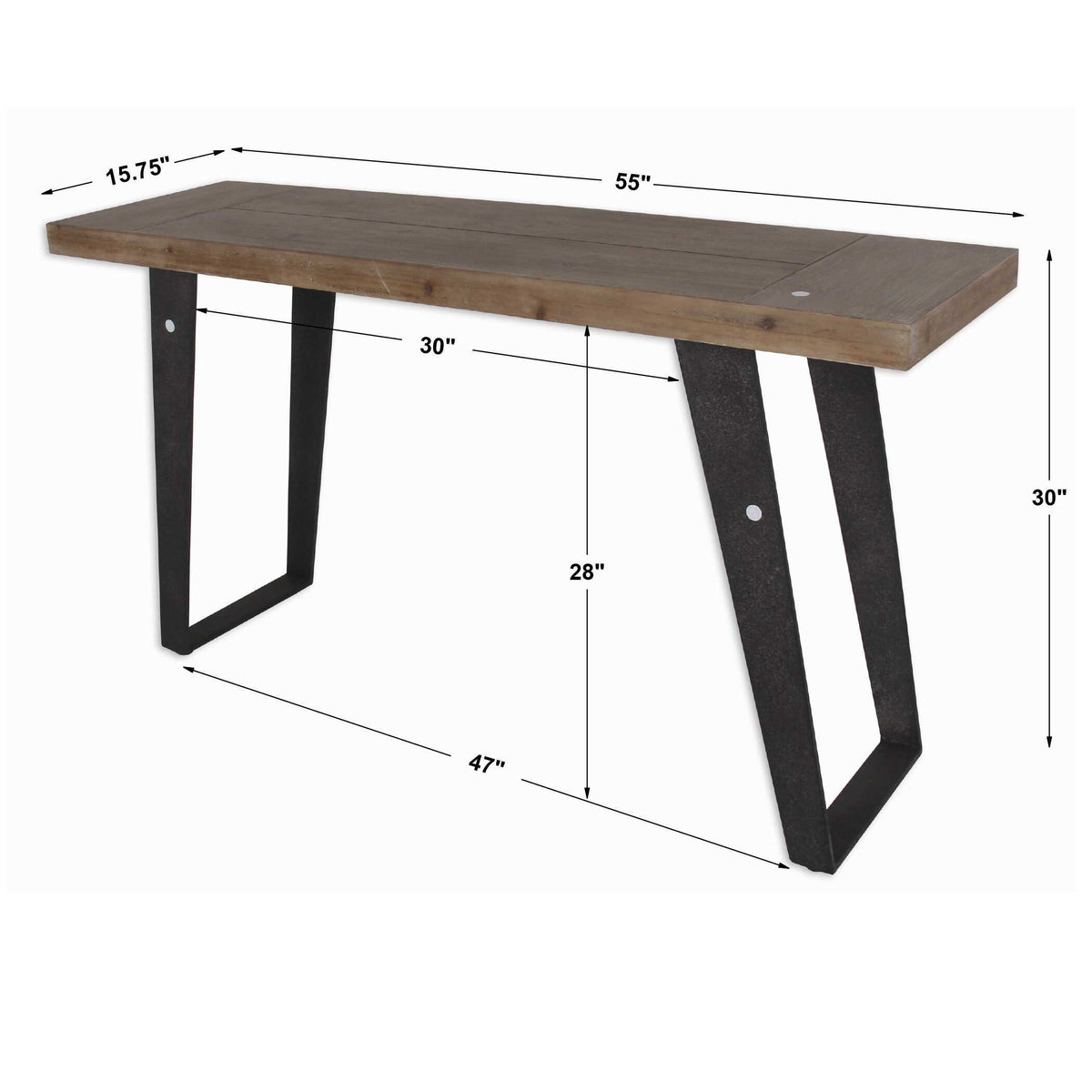 Freddy Weathered Console Table Light Brown & Black - Light Brown / Black by Uttermost - View 9