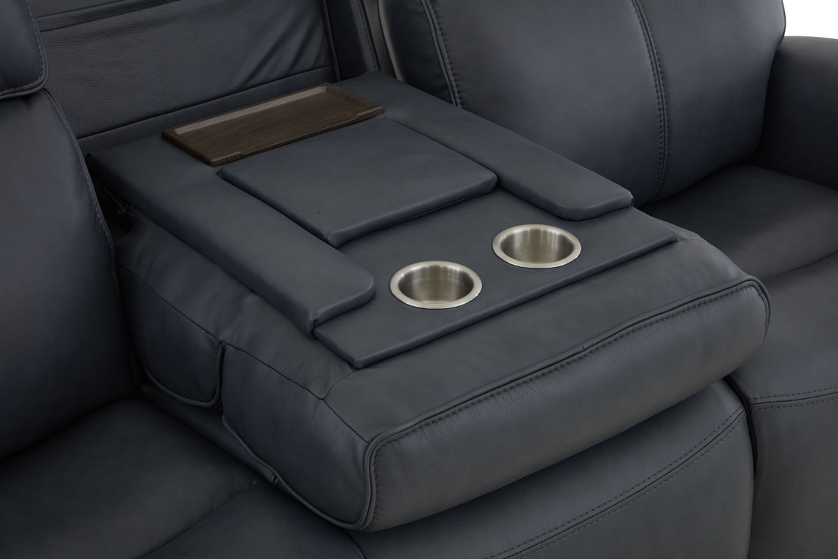 Warren Power Reclining Sofa With Console, Power Headrest & Lumbar - Black | Flexsteel