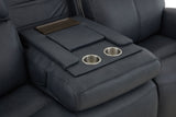Warren Power Reclining Sofa With Console, Power Headrest & Lumbar - Black | Flexsteel