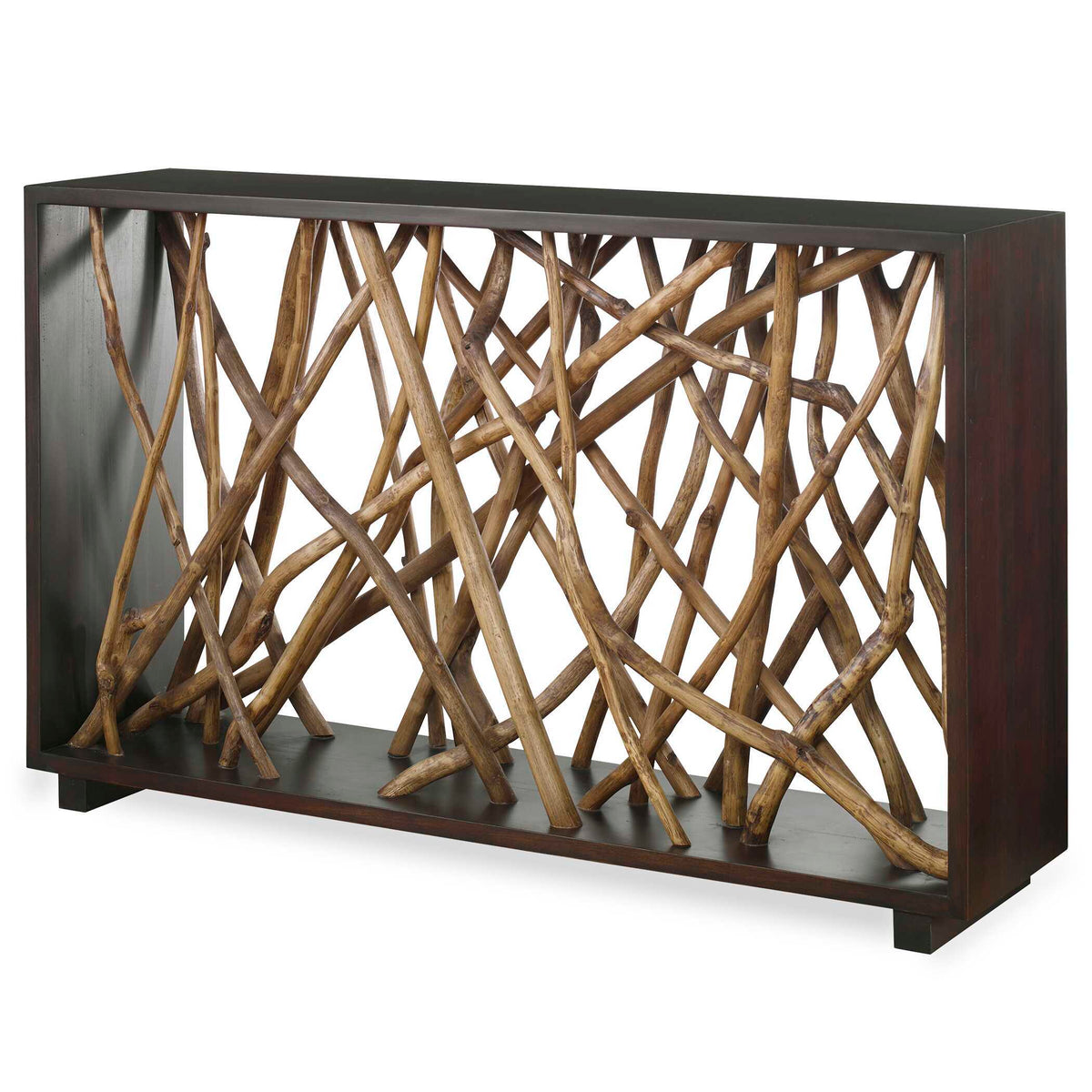 Teak Maze Console Table - Dark Brown / Light Brown by Uttermost - View 4