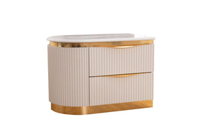 Laura Gold Detailed Left 2-Drawer Nightstand made with Wood in White      same asG150109250  (NJ inventory)
