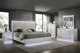 Glam Modern Style 5 Pc King Bedroom Set with LED Headboard Made with Wood in White(CA INVENTORY)