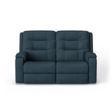 Arlo Transitional Leather Power Reclining Loveseat, Power Headrests & Lumbar | Flexsteel