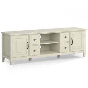 Connaught 72 inch Wide Solid Wood TV Stand in Antique White For TVs up to 80 inches - sold by Home Elegance USA