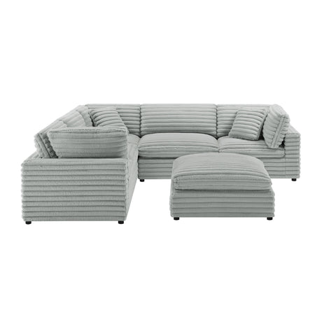 Jenny 6-Piece Modular Sectional in Ultra Plush Gray Polyester Cord-Like Fabric - sold by Home Elegance USA