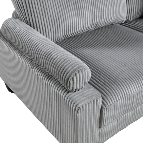 5pc Modular Sectional Set Gray Corduroy Upholstery 2x Armless Chairs 3x Corner Seats Soft Pillows Living Room Furniture - sold by Home Elegance USA