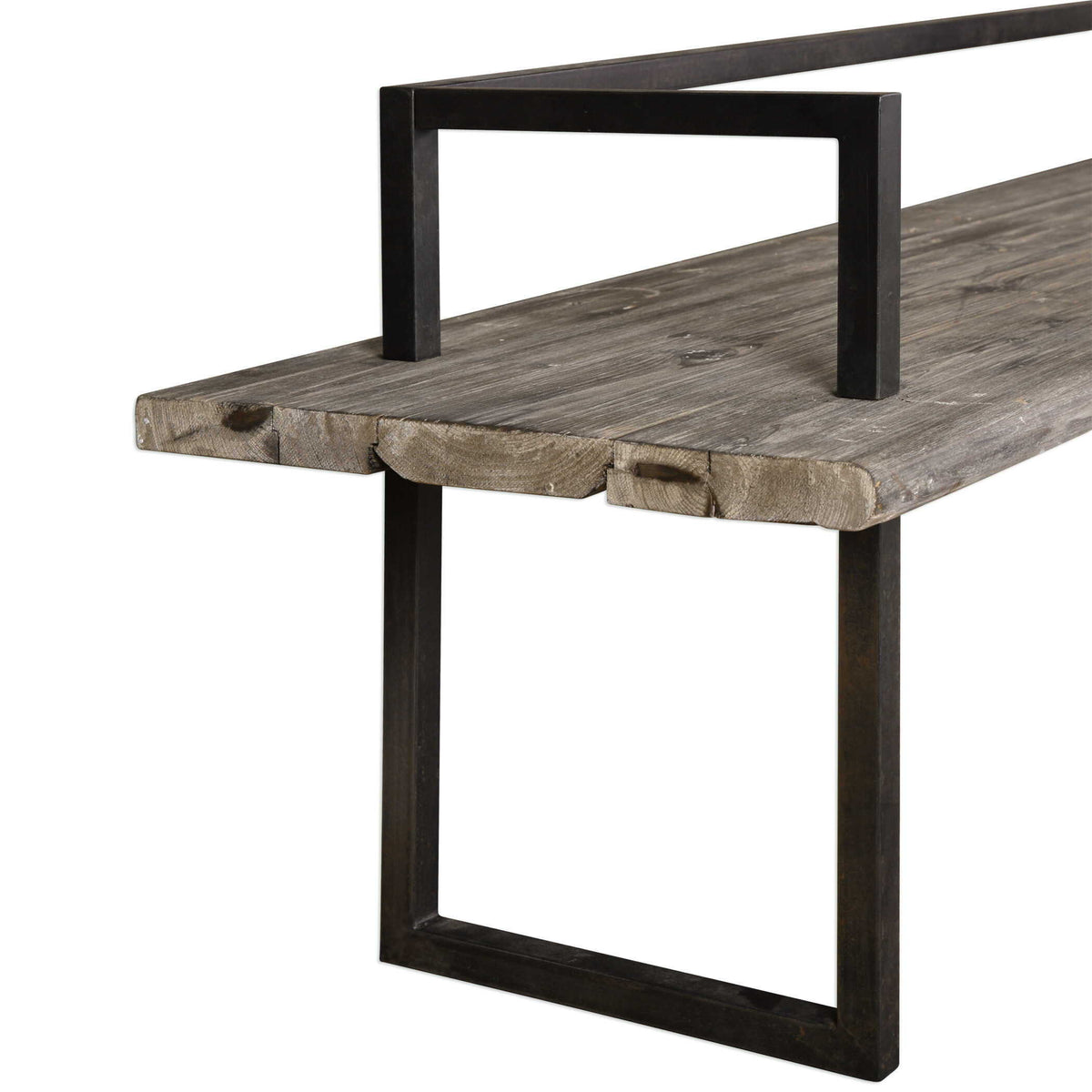 Herbert Reclaimed Wood Bench - Light Brown / Black by Uttermost - View 3