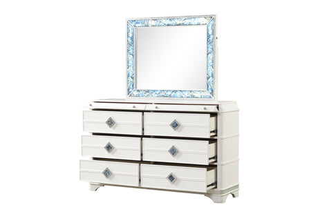 Laguna Modern Style 5 Pc Queen Upholstered Bedroom Set Made with Wood and Crystal Accents in White(CA INVENTORY) - sold by Home Elegance USA