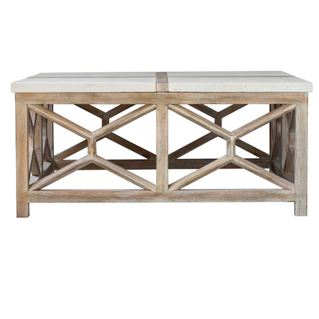Catali Stone Coffee Table White & Light Brown - White / Light Brown by Uttermost - View 4