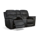 Crew Power Reclining Loveseat With Console, Power Headrests & Lumbar - Raven | Flexsteel