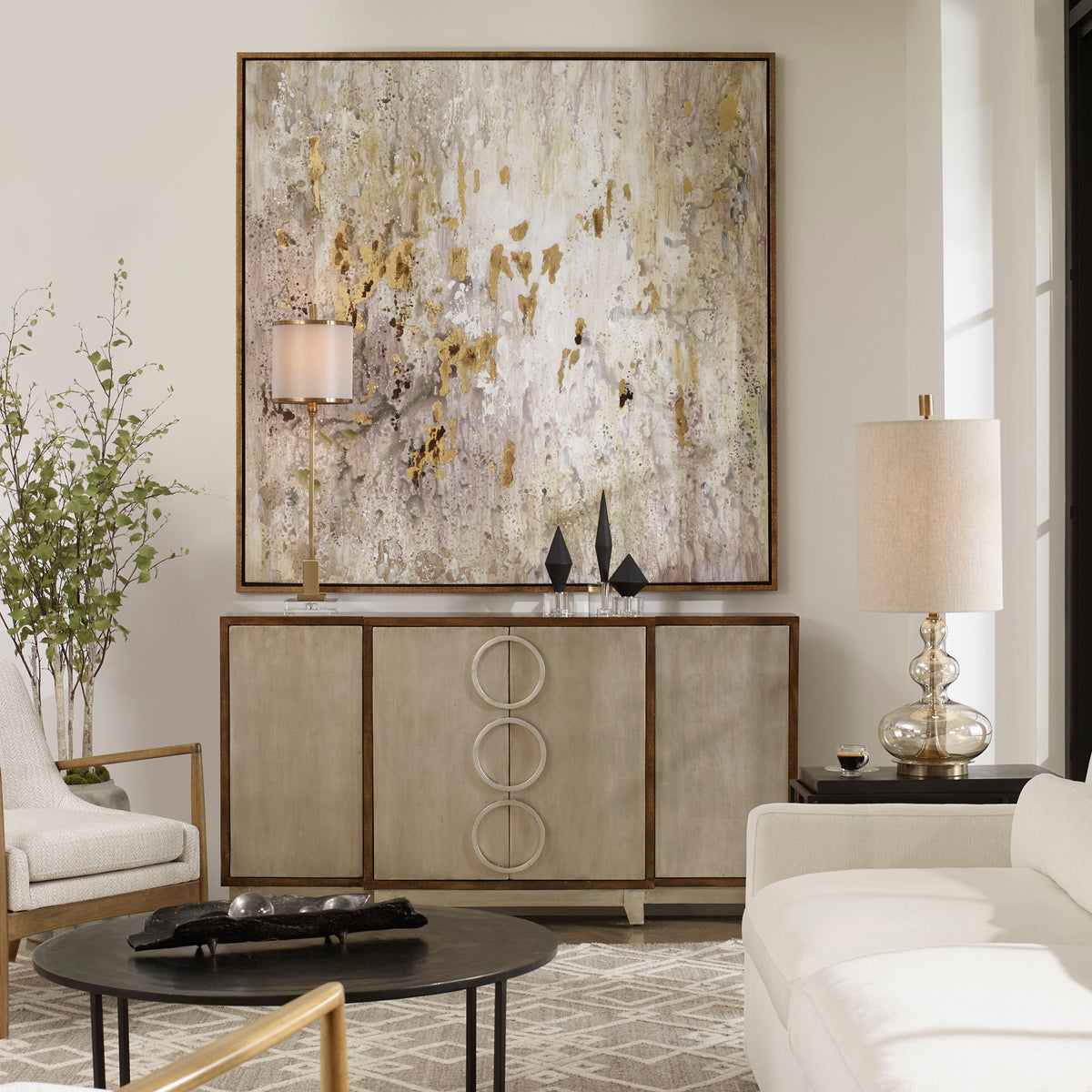 Golden Raindrops Modern Abstract Art - Beige / Light Brown by Uttermost - View 2