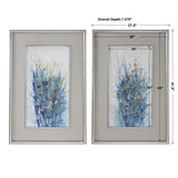 Indigo Florals Framed Art (Set of 2) - Blue by Uttermost - View 3