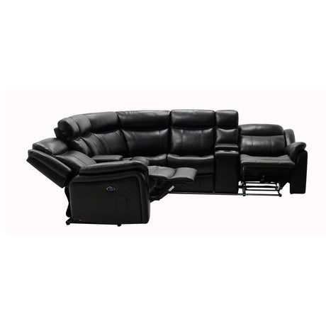 JUPITER Black Leather Sectional with Recliners and LED Lighting - sold by Home Elegance USA