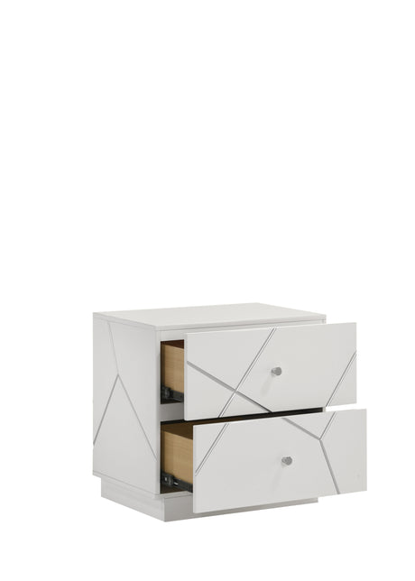 Manhattan Queen 4-Piece Bedroom Set – Modern Design with Lacquer Finish, Geometric Accents, and LED Lighting (CA Inventory) - sold by Home Elegance USA