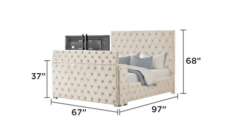 Encore Modern Style Tufted and Upholstered Queen 4PC Bedroom set made with wood in Beige(NJ Inventory) - sold by Home Elegance USA