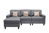 Nolan Gray Linen Fabric 3Pc Reversible Sectional Sofa Chaise with Pillows and Interchangeable Legs - Home Elegance USA