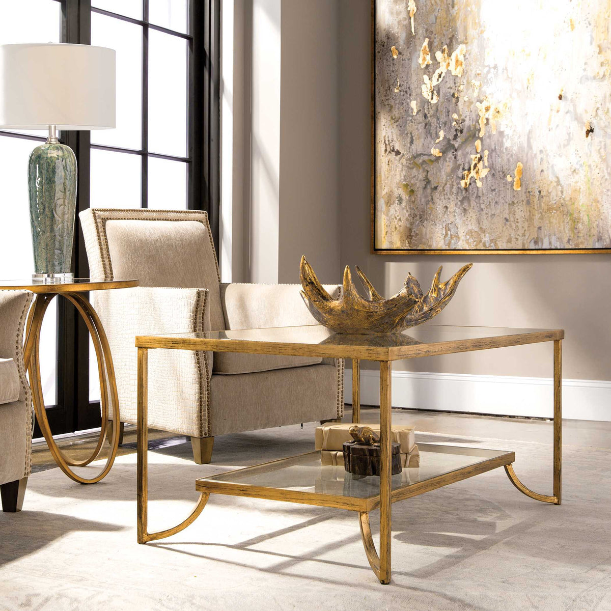 Katina Leaf Coffee Table - Gold by Uttermost - View 6