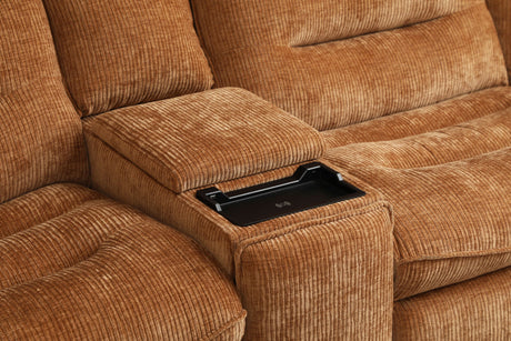 Emmy Orange Chenille Power Motion Sectional Sofa - sold by Home Elegance USA