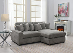 Tavia Gray Corduroy Reversible Sectional Sofa W/6 Pillows - sold by Home Elegance USA