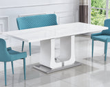 63"/78.7" Extendable Dining Table with Butterfly Leaf, High Gloss Lacquer Coating and Pedestal Base in White/Chrome - W1241S00156 - image - 3